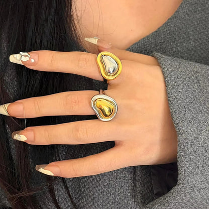 18K Gold Plated Molten Heart Ring – Waterproof, Tarnish-Free Modern Statement Ring