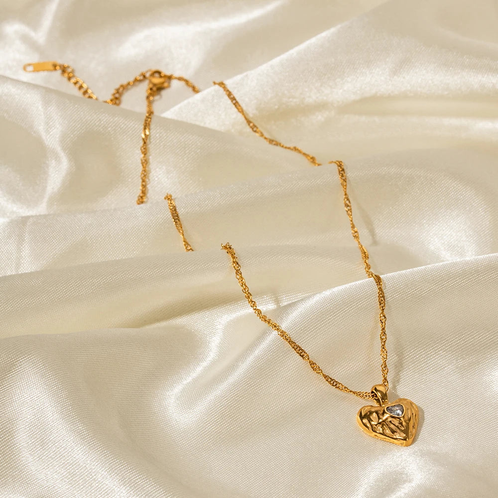 Gold Heart Necklace with Ruby Red Crystal | Dainty Pendant Jewelry for Women | Birthday, Anniversary & Valentine’s Gift