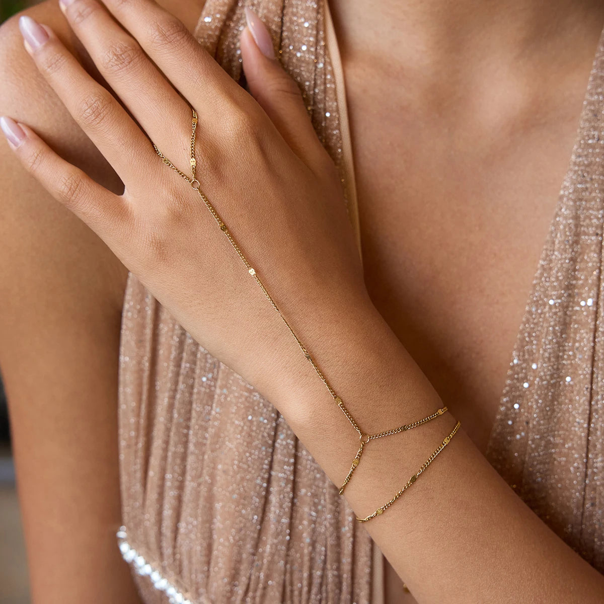 18K Vergulde Handketting Armband – Waterdicht, Aanslagvrij, Minimalistisch Handharnas Sieraad voor Dames