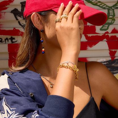 Gold Plated Chunky Charm Chain Bracelet for Women | Waterproof & Tarnish-Free Two-Tone Jewelry