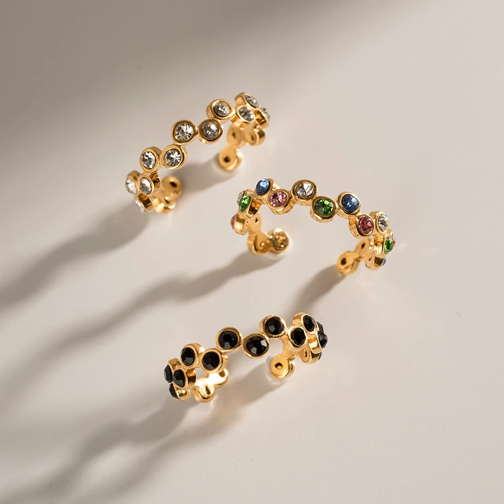 Vergulde eeuwigheidsbandring | Vergulde CZ-ringencollectie | Waterdichte kleurrijke, heldere en zwarte edelsteenringen