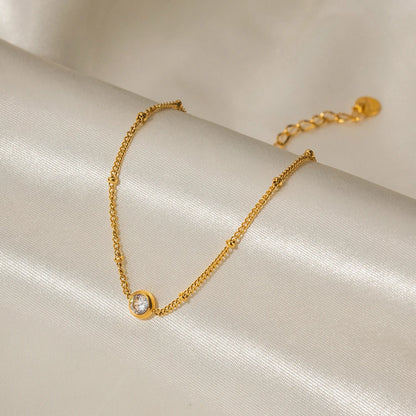 Minimal CZ Anklet for Women | 18K Gold Plated Waterproof Tarnish-Free Jewellery