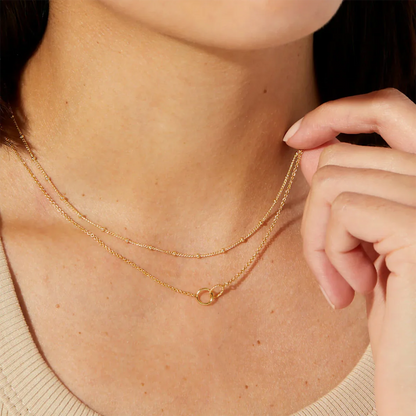 Minimalistische Double Ring Hanger Ketting | Verguld Waterdicht Vlekkeloos Sieraad voor Dames