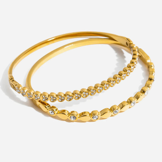 Double Row Crystal Cuff Bracelet for Women | Gold Plated Waterproof Statement Jewellery