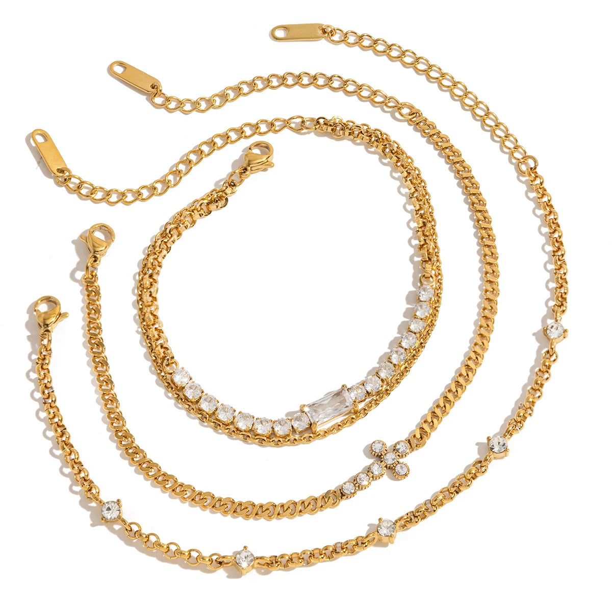 Premium 18K Vergulde Handarmbandset voor Dames – Waterdichte & Roestvrije Luxe Sieraden