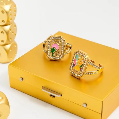 18K Gold Plated Enamel Signet Rings for Women – Waterproof & Tarnish-Free Jewellery & Jewelry