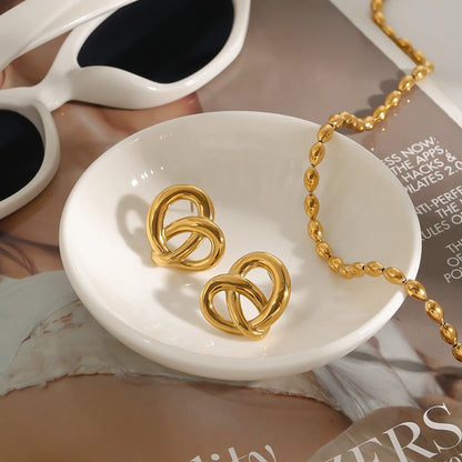 18K Gold Plated Knot Stud Earrings – Waterproof Tarnish-Free Minimalist Luxury Jewelry for Women