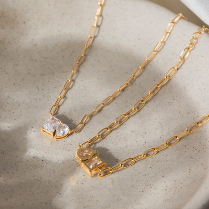 18K Verguld Kristallen Ketting en Armband Set | Elegante Minimale Sieraden