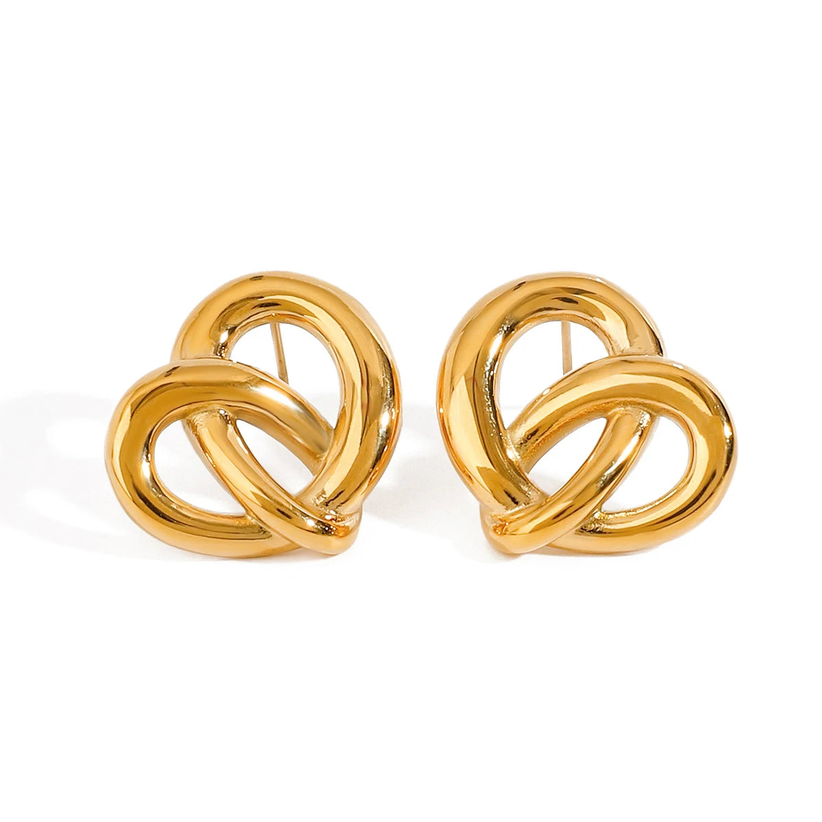 18K Gold Plated Knot Stud Earrings – Waterproof Tarnish-Free Minimalist Luxury Jewelry for Women