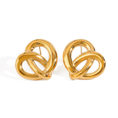 18K Gold Plated Knot Stud Earrings – Waterproof Tarnish-Free Minimalist Luxury Jewelry for Women