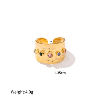 18K Gold Plated Hammered Band Ring – Waterproof, Tarnish-Free Statement Ring (Gold & Silver)