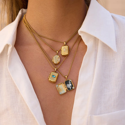 18K Gold-Plated Locket Necklace for Men & Women | Vintage-Style Photo Locket Pendant