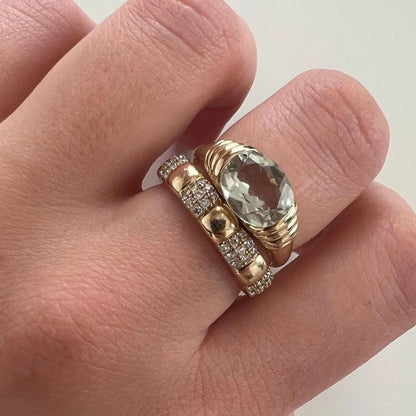 18K Gold Plated Oval Gemstone Ring – Waterproof, Tarnish-Free Statement Jewellery