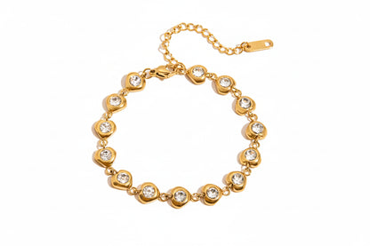 18K Gold Plated Bracelet Stack | Waterproof Bangle & Chain Bracelet Collection | CZ Crystal Gold Wrist Stack Gift Set