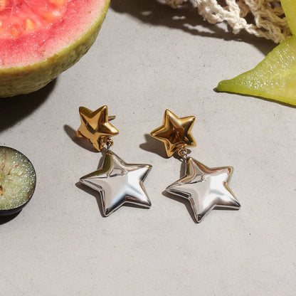 18K Vergulde Ster & Strik Oorbellen Set voor Dames – Waterdicht Roestvrijstalen Sieraden die niet verkleuren (Meerdere Ontwerpvarianten)