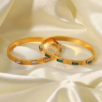Gold Plated Gemstone Bangle Bracelets for Women | Waterproof & Tarnish-Free Luxury Bangles