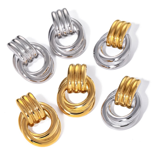 Interlocking Knot Earrings for Women – Gold Plated Waterproof Tarnish Free Stainless Steel Fashion Jewellery