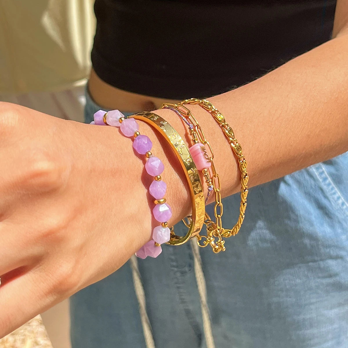 Natural Stone Bracelet Set for Women | Waterproof & Tarnish-Free Beaded Jewelry