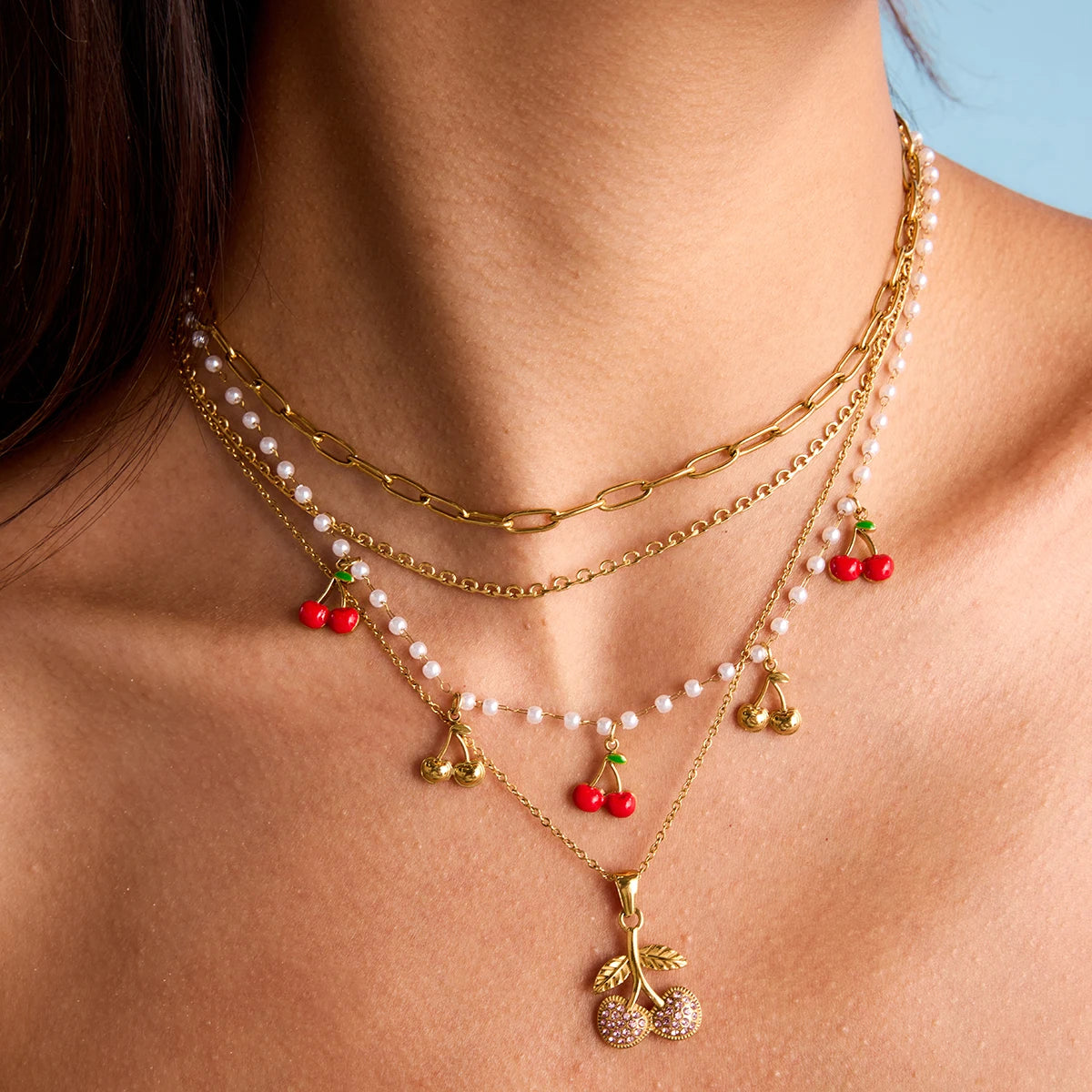Kersen Hangende Parel Choker Ketting | Leuke Coquette Fruitbedel