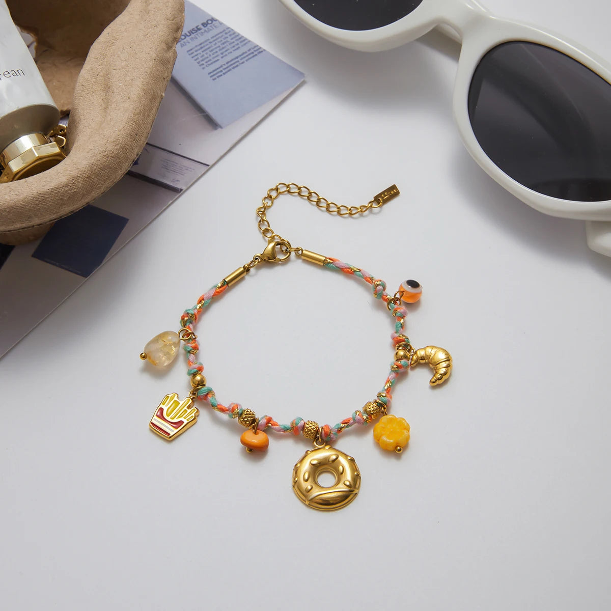 Gold Plated Boho Charm Bracelet Set for Women | Waterproof & Tarnish-Free Braided Jewelry