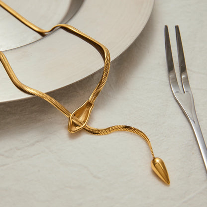 18K vergulde verstelbare lariat-ketting – Waterdicht, aanslagvrij minimalistisch sieraad