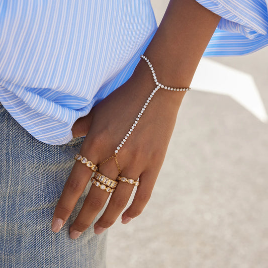 Kristallen Handketting Armband voor Dames | Verguld Waterdicht Aanslagvrij Hand Harness Sieraad