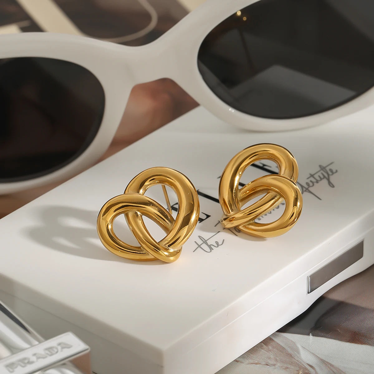 18K Gold Plated Knot Stud Earrings – Waterproof Tarnish-Free Minimalist Luxury Jewelry for Women