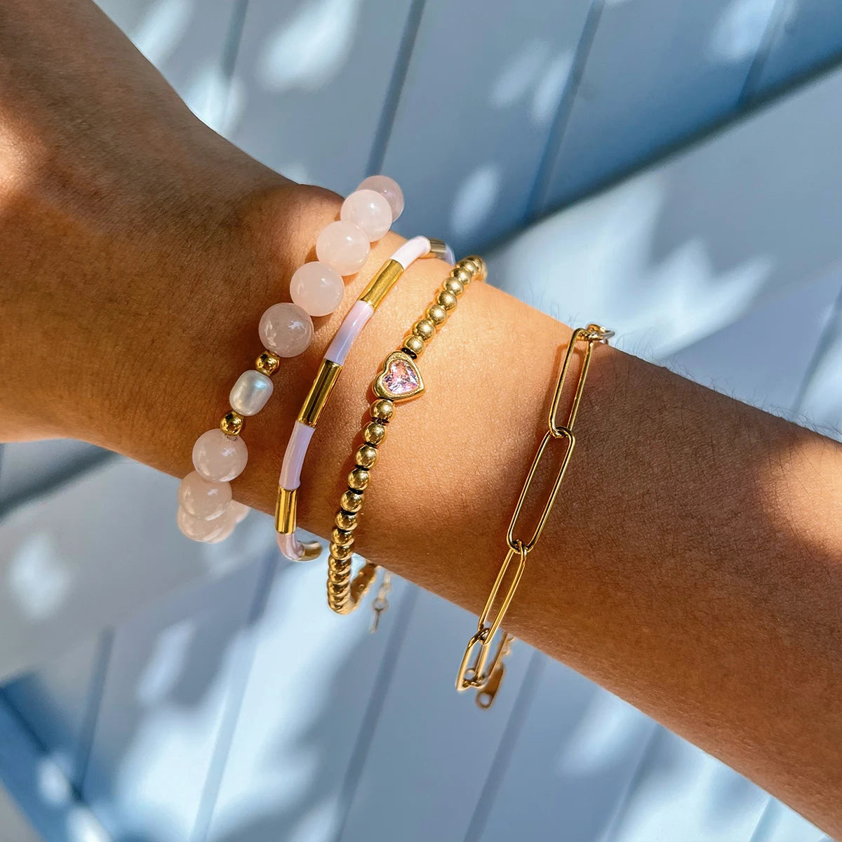 Natural Stone Bracelet Set for Women | Waterproof & Tarnish-Free Beaded Jewelry