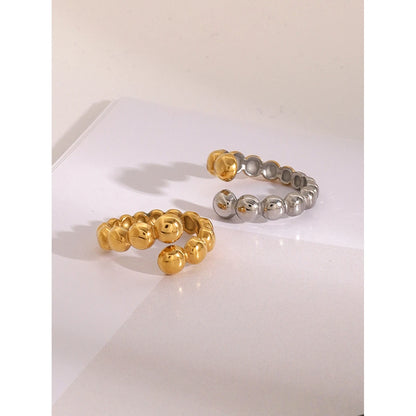 18K Vergulde Bubble Kraal Open Ring | Verstelbare Waterdichte Ball Chain Ring | Verkrijgbaar in Goud & Zilver
