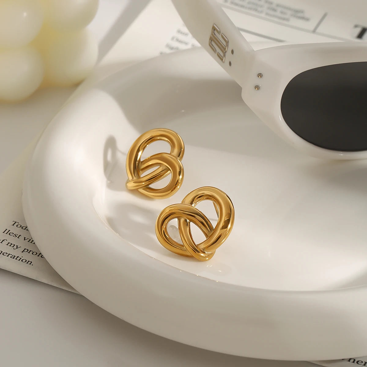18K Gold Plated Knot Stud Earrings – Waterproof Tarnish-Free Minimalist Luxury Jewelry for Women