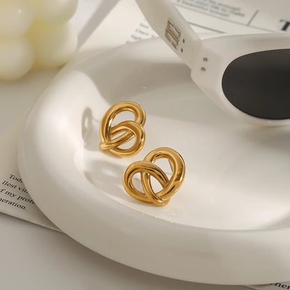 18K Gold Plated Knot Stud Earrings – Waterproof Tarnish-Free Minimalist Luxury Jewelry for Women