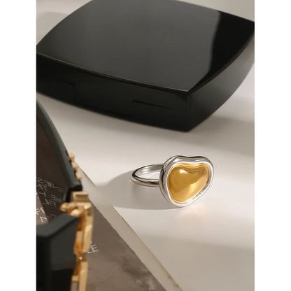 18K Gold Plated Molten Heart Ring – Waterproof, Tarnish-Free Modern Statement Ring