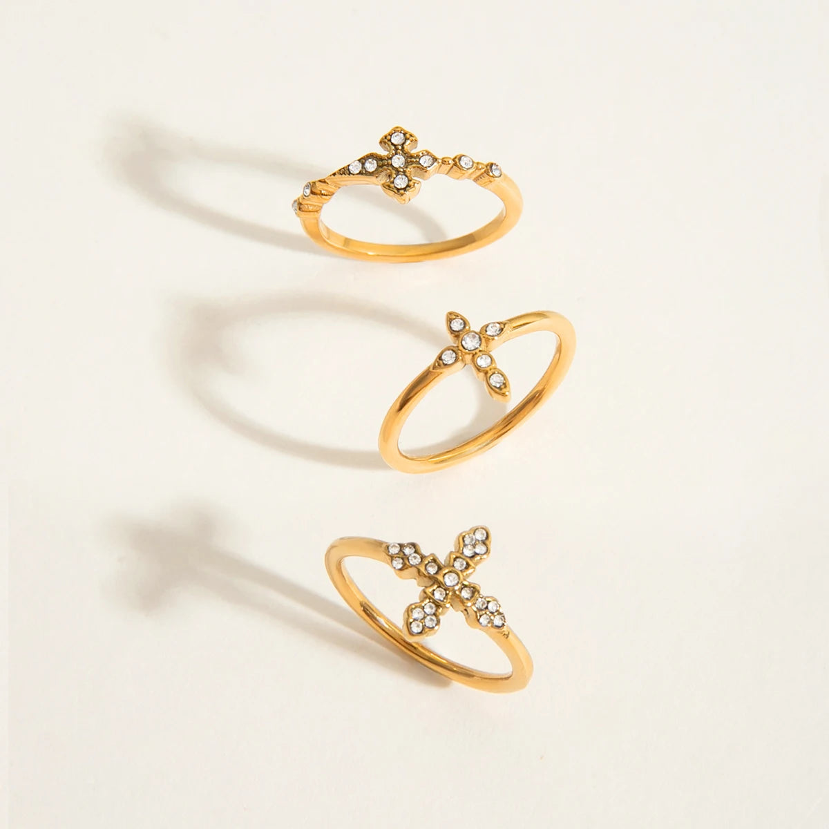 Dainty 18K Gold Plated Cross Ring | Minimalist Christian Jewelry | Stackable Cubic Zirconia Faith Band | Tarnish-Proof Ring
