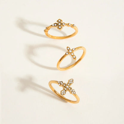 Dainty 18K Gold Plated Cross Ring | Minimalist Christian Jewelry | Stackable Cubic Zirconia Faith Band | Tarnish-Proof Ring