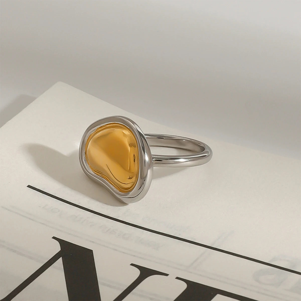 18K Gold Plated Molten Heart Ring – Waterproof, Tarnish-Free Modern Statement Ring