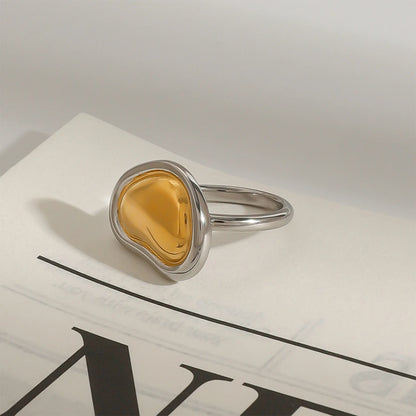 18K Gold Plated Molten Heart Ring – Waterproof, Tarnish-Free Modern Statement Ring