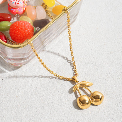 18K Gold Plated Cherry Necklaces – Waterproof & Tarnish-Free (2 Styles)