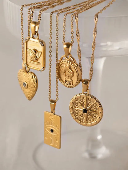 Gouden Evil Eye Rechthoek Talisman Ketting | Bescherming & Statement Sieraad