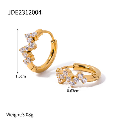 Gold Plated Huggie Hoop Earrings for Women – Waterproof Tarnish Free Stainless Steel Crystal Jewellery