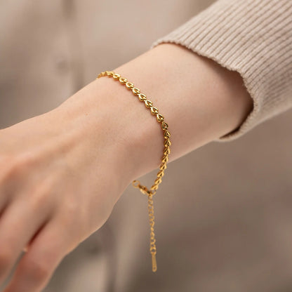 Vergulde Hartjesketting Armband voor Dames | Waterdichte & Niet-Aanlopende Verstelbare Sieraden