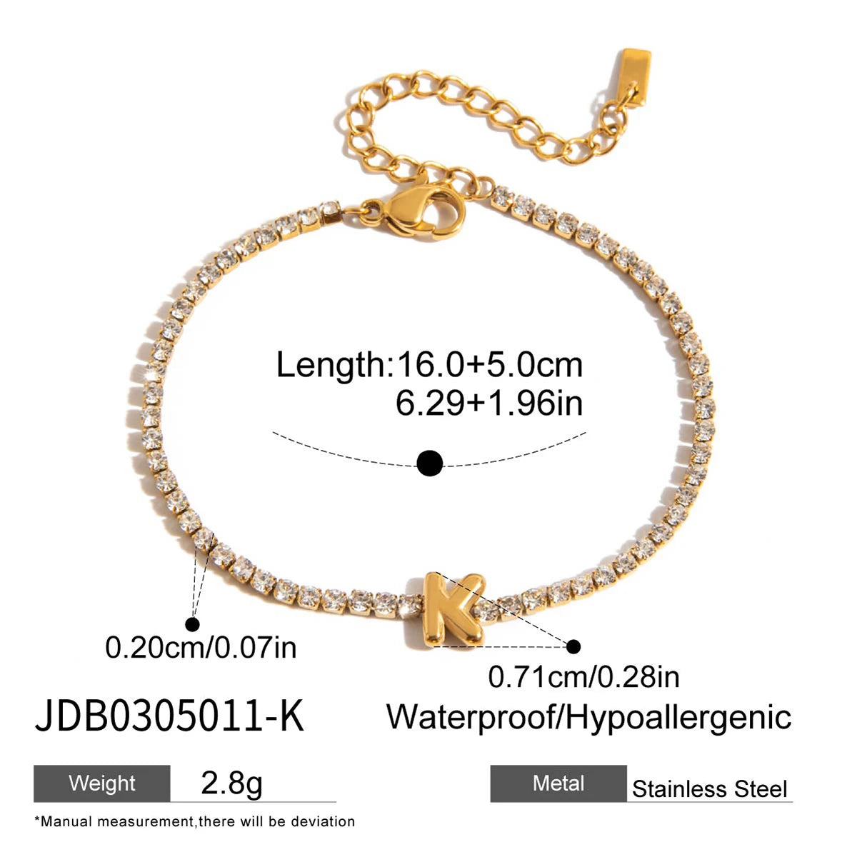 Premium 18K Gold Plated Initial Hand Bracelet for Women – Waterproof & Tarnish-Free Luxury Jewellery & Jewelry