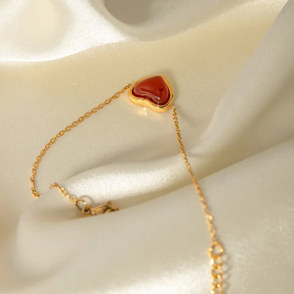 Red Heart Gold Bracelet for Women | Waterproof Gold Plated Heart Jewellery