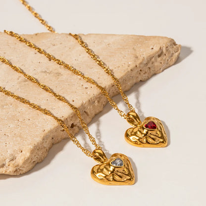 Gold Heart Necklace with Ruby Red Crystal | Dainty Pendant Jewelry for Women | Birthday, Anniversary & Valentine’s Gift