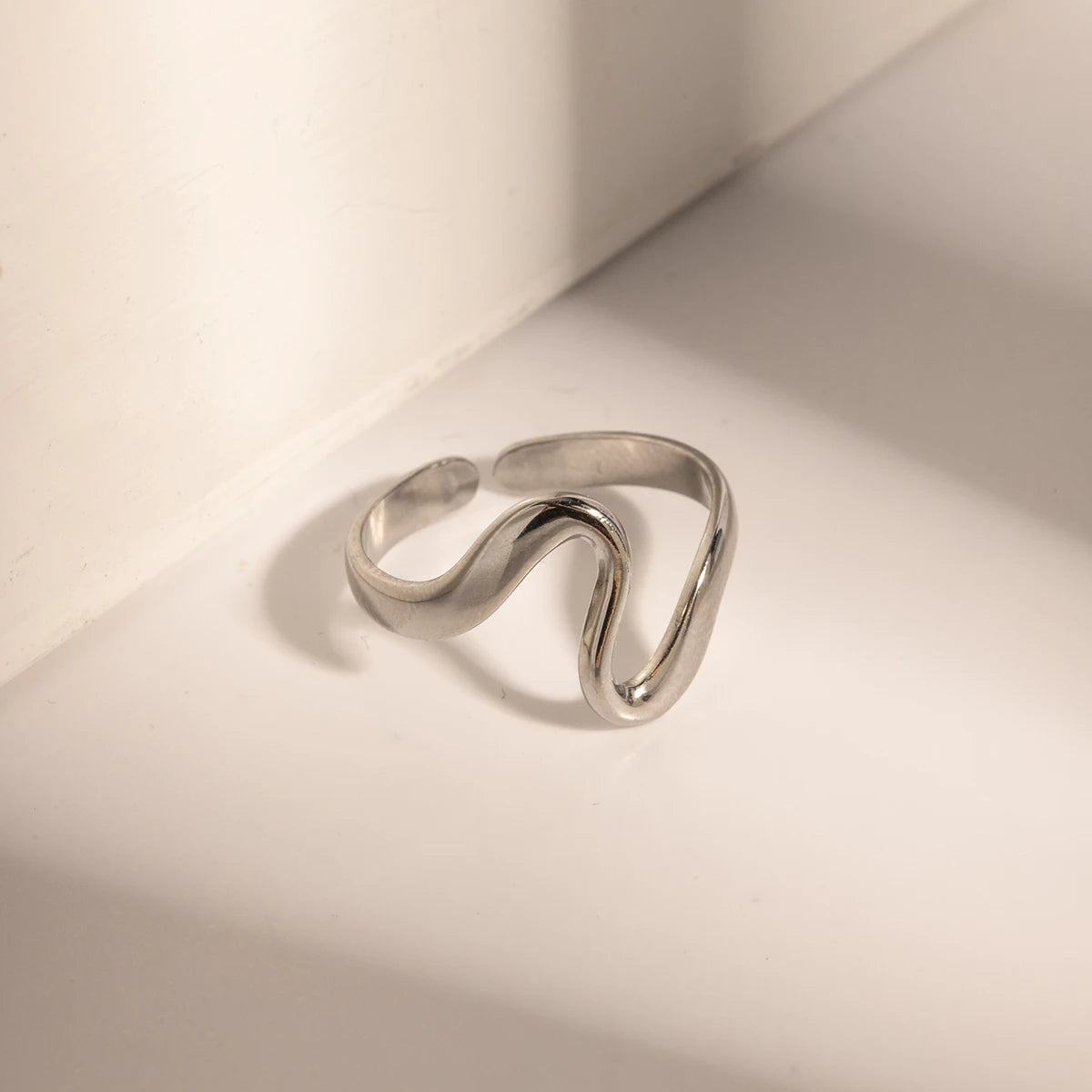 Chunky Wavy Contour Ring | 18K Gold Plated Molten Adjustable Band | Organic Waterproof Stainless Steel Statement Jewelry