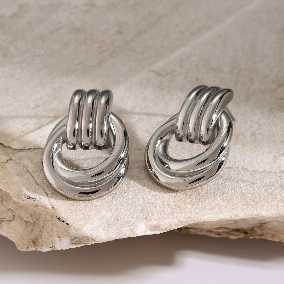 Interlocking Knot Earrings for Women – Gold Plated Waterproof Tarnish Free Stainless Steel Fashion Jewellery