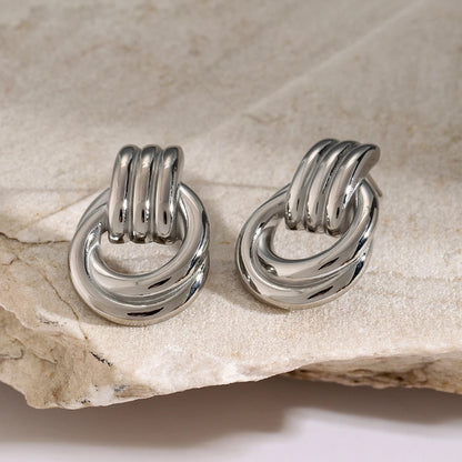 Interlocking Knot Earrings for Women – Gold Plated Waterproof Tarnish Free Stainless Steel Fashion Jewellery