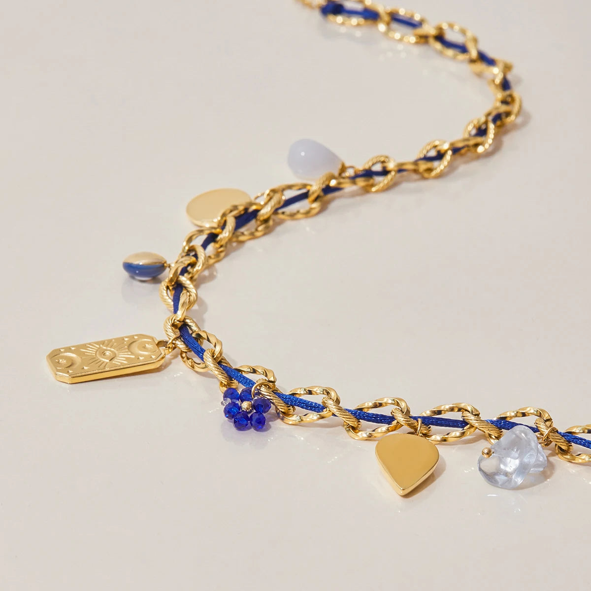 Duivelsoog Natuursteen Hanger Dubbele Lagen Touwketting Ketting Roestvrijstalen Hanger Dames Sieraden
