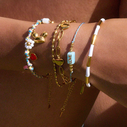 Gold Plated Boho Charm Bracelet Set for Women | Waterproof & Tarnish-Free Braided Jewelry