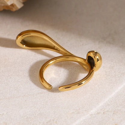 18K Gold Plated Liquid Teardrop Open Ring | Waterproof Molten Drop Sculptural Ring | Available in Gold & Silver