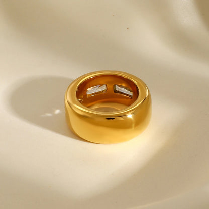 18K Gold Plated Chunky Gemstone Ring – Waterproof, Tarnish-Free Statement Jewellery